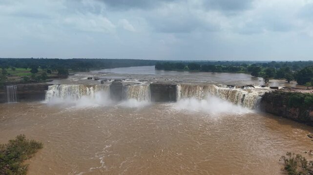 Aerial View of Chitrakote Waterfalls Chhattisgarh India