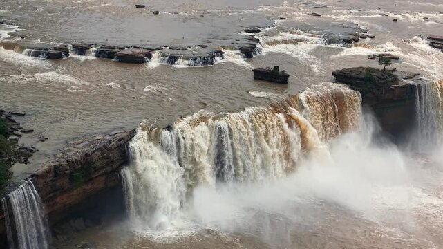 Aerial View of Chitrakote Waterfalls Chhattisgarh India