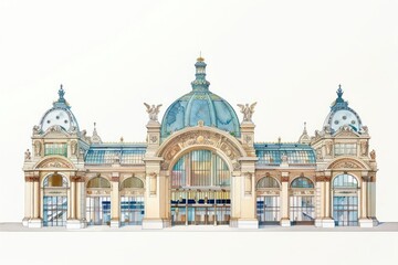 Fototapeta premium Architecture illustration building grand.