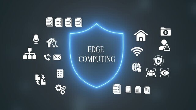 Edge Computing Security Shield with and Symbols for Network Protection and Data Safety cybersecurity