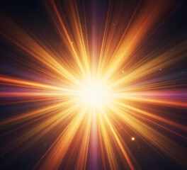 Obraz premium Radiant light rays bursting from center with glowing particles