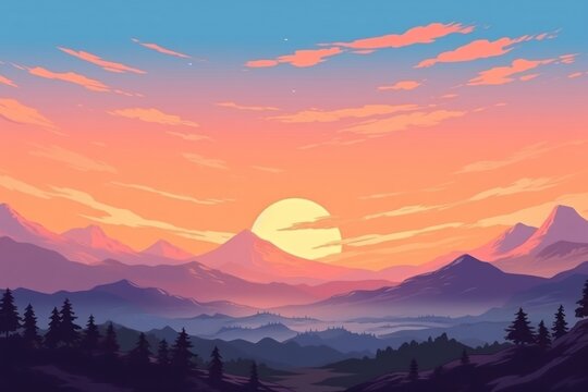 Sunset behide Mountain landscape mountain sunset.