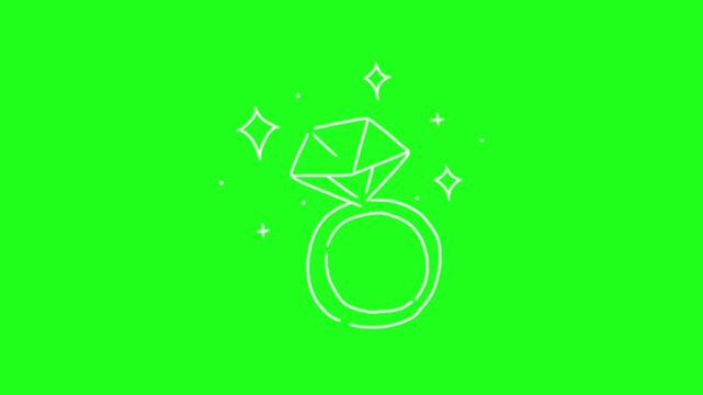 Animated Diamond Ring Doodle on Green Screen