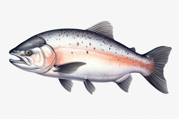 Obraz premium Salmon fish animal trout white background.