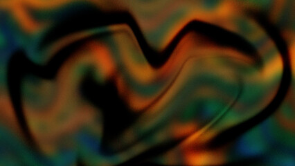 Abstract heart shape with vibrant orange and green swirls vector illustration