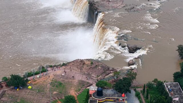Aerial View of Chitrakote Waterfalls Chhattisgarh India