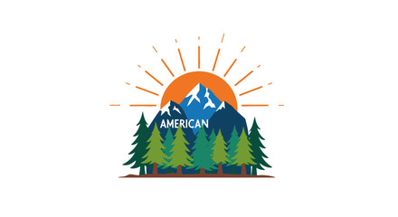 Obraz premium American mountain landscape logo design.