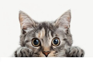 Obraz premium Curious kitten peeking over edge