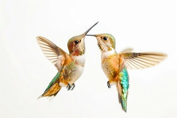 Obraz premium Hummingbirds in flight interaction