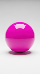 Obraz premium Abstract illustration of a perfect, glossy magenta sphere isolated and centered against a bright, clean background, pristine, studio shot, violet
