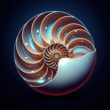 Amazing spiral shell of a chambered nautilus, highlighting intricate internal compartments and perfect geometric growth patterns, science, shell, pattern