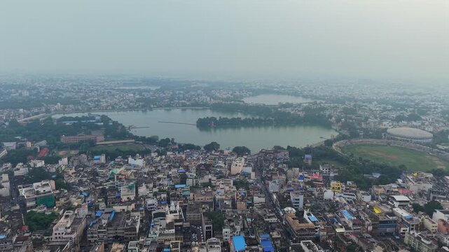 Aerial View of Swami Vivekananda Sarovar in Raipur, Chhattisgarh, India