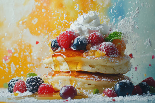 pancakes with berries and blueberries