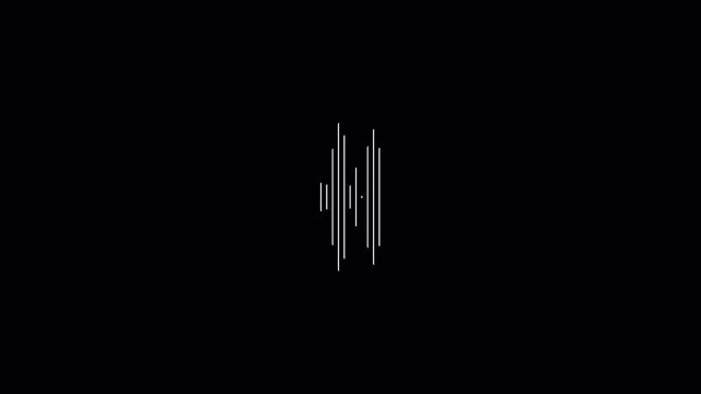 Audio waveform spectrum animation, digital minimalist sound wave animation, audio waves or sound frequency, audio wave rhythm isolated on black background