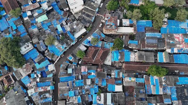 Aerial View of Dharavi Slums in Mumbai India