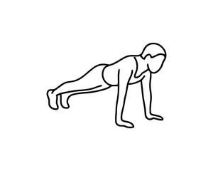 Obraz premium Man Performing Plank Exercise Line Art Logo for Fitness and Strength Training