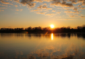 Orange Fire Sunset Translucent Water ( Landscape)