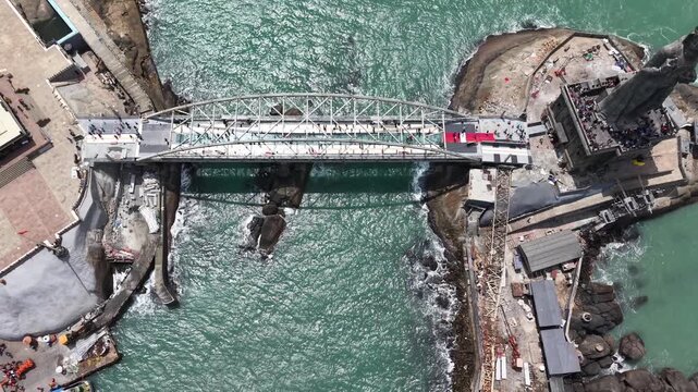 Aerial View of Thiruvalluvar Statue and Vivekananda Rock Memorial Kanyakumari India