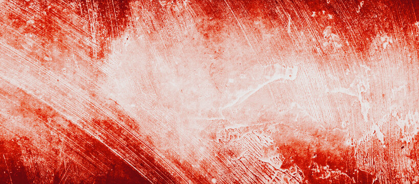 Red Grunge Wall Texture with White Paint Strokes Abstract Background