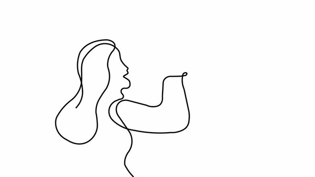 hand-drawn vector illustration of a girl with headphones, Online Drawing Art Digital Coffee Cup Illustration