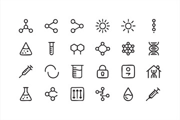 Chemistry and Biology Line Icons Collection for Healthcare Projects