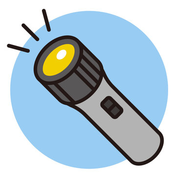 懐中電灯のアイコン。ライトのベクターイラスト。Flashlight icon.