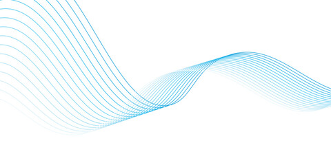 Abstract blue smooth waves on white background.Vector illustration.