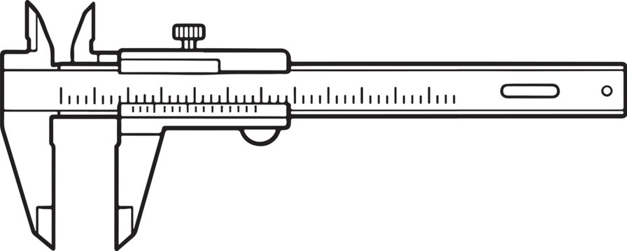 Engineering Vernier Caliper Black and White Vector