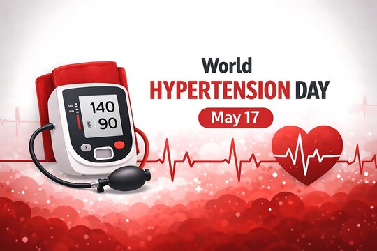 World hypertension day health awareness with blood pressure monitor
