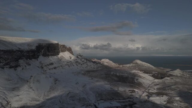 Snowy Quiraing Isle of Skye Dramatic Highland Landscape