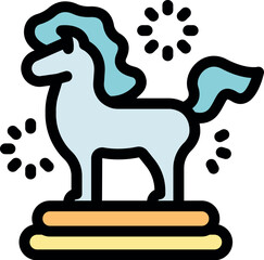 Fototapeta premium Mythical unicorn statue exuding grace and magic, placed on a pedestal, enhanced by sparkling visual effects