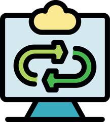 Illustration of cloud synchronization on a computer screen
