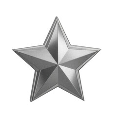 Obraz premium Silver star png Metallic stellar cutout Shiny emblem png Geometric symbol cutout Reflective award png Elegant trophy cutout Premium icon isolated transparent background image