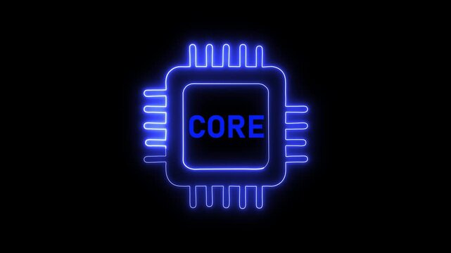 Processor core microchip icon animation. Processor core computing hardware concept. Processor core semiconductor technology symbol.