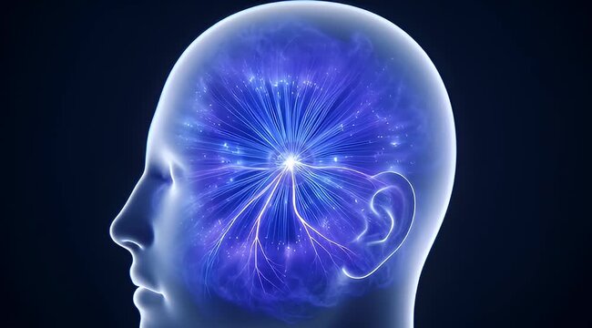 Human Head with Brain Activity Visualization.