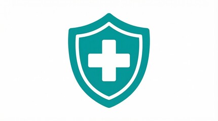 Fototapeta premium Teal shield with white medical cross.