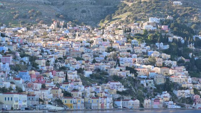 View From Ferry Approaching the Town of Symi, Greece