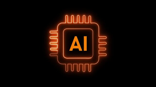 AI microchip processor icon animation. AI microchip hardware and neural compute concept. AI microchip technology and semiconductor symbol.