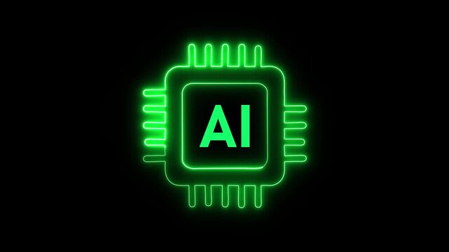 AI microchip processor icon animation. AI microchip hardware and neural compute concept. AI microchip technology and semiconductor symbol.