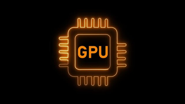 GPU processor microchip icon animation. GPU processor graphics computing concept. GPU processor semiconductor technology symbol.