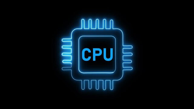 CPU processor microchip icon animation. CPU processor computing hardware concept. CPU processor semiconductor technology symbol.