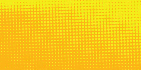 Yellow Halftone Dotted Gradient Background With Retro Comic Texture. vector illustation eps10 © skylar