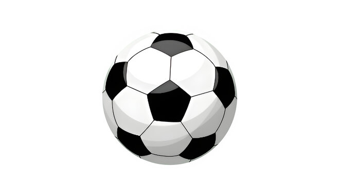 Soccer ball with black and white pentagonal panels.