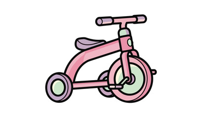 Fototapeta premium Pink Childrens Balance Bicycle Illustration.