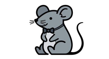 Fototapeta premium Cartoon Mouse Wearing Bow Tie Standing.