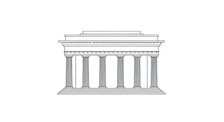 Fototapeta premium Ancient Greek Temple with Columns Illustration.