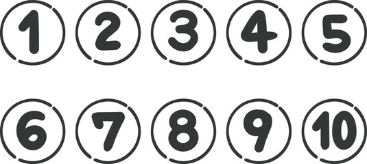 数字のアイコン　ベクター（モノクロ）