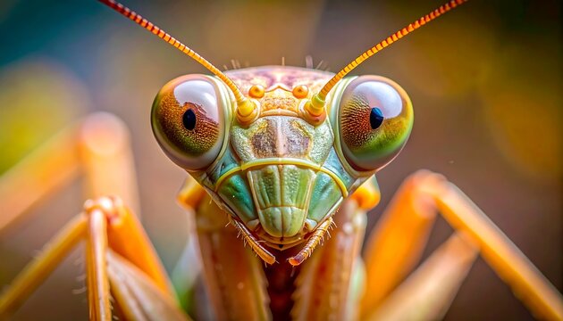 Close-up of a Praying Mantis Insect Face.