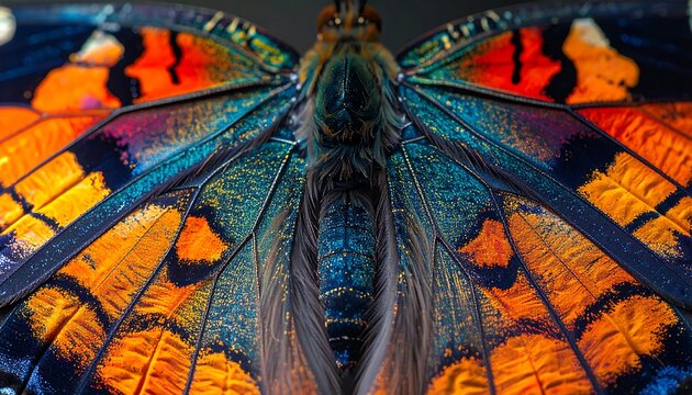 Vibrant Butterfly Wings Closeup Macro Shot.