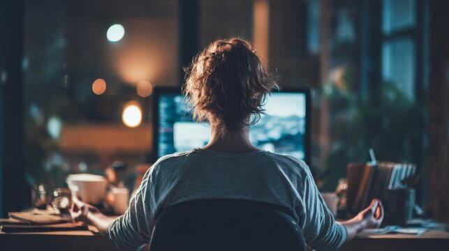 Focus concept, person working deeply, calm environment